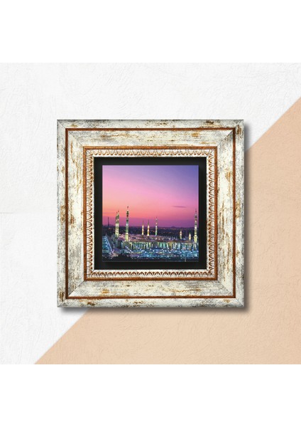 Ravza-i Mutahhara Taş Duvar Tablosu Çerçeveli Duvar Dekoru Wall Art T1-58