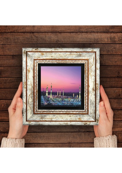 Ravza-i Mutahhara Taş Duvar Tablosu Çerçeveli Duvar Dekoru Wall Art T1-58
