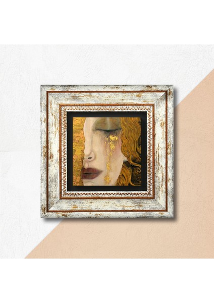 Gustav Klimt Altın Gözyaşları Taş Duvar Tablosu Çerçeveli Duvar Dekoru Wall Art T1-27