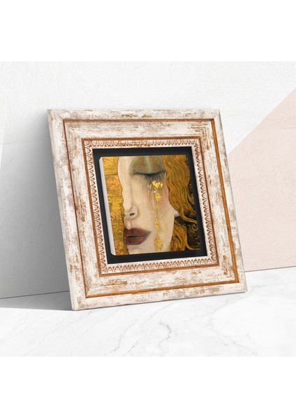 Gustav Klimt Altın Gözyaşları Taş Duvar Tablosu Çerçeveli Duvar Dekoru Wall Art T1-27