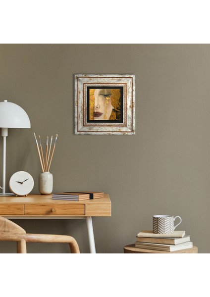 Gustav Klimt Altın Gözyaşları Taş Duvar Tablosu Çerçeveli Duvar Dekoru Wall Art T1-27