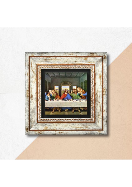 Leonardo da Vinci Son Akşam Yemeği Taş Duvar Tablosu Çerçeveli Duvar Dekoru Wall Art T1-273