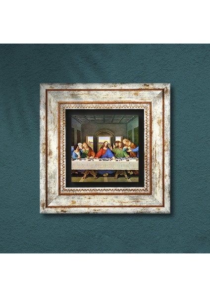 Leonardo da Vinci Son Akşam Yemeği Taş Duvar Tablosu Çerçeveli Duvar Dekoru Wall Art T1-273