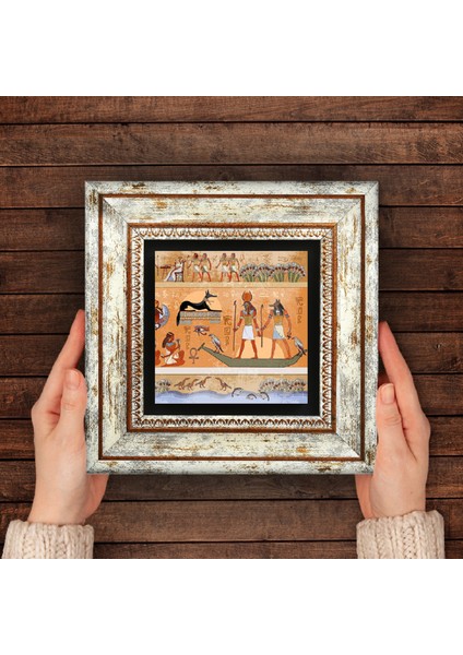 Antik Mısır Taş Duvar Tablosu Çerçeveli Duvar Dekoru Wall Art T1-68