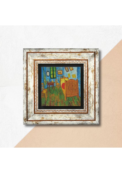 Van Gogh Arles'teki Yatak Odası Taş Duvar Tablosu Çerçeveli Duvar Dekoru Wall Art T1-286