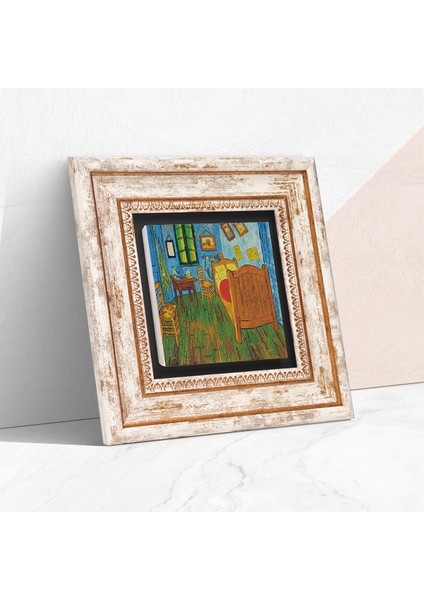 Van Gogh Arles'teki Yatak Odası Taş Duvar Tablosu Çerçeveli Duvar Dekoru Wall Art T1-286