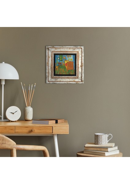 Van Gogh Arles'teki Yatak Odası Taş Duvar Tablosu Çerçeveli Duvar Dekoru Wall Art T1-286