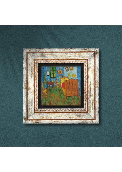 Van Gogh Arles'teki Yatak Odası Taş Duvar Tablosu Çerçeveli Duvar Dekoru Wall Art T1-286