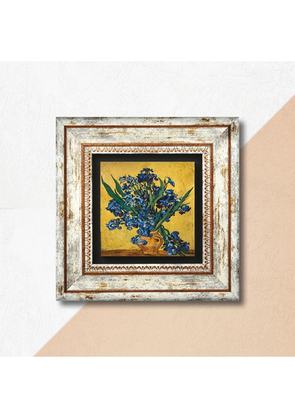 Van Gogh Süsenler Taş Duvar Tablosu Çerçeveli Duvar Dekoru Wall Art T1-287