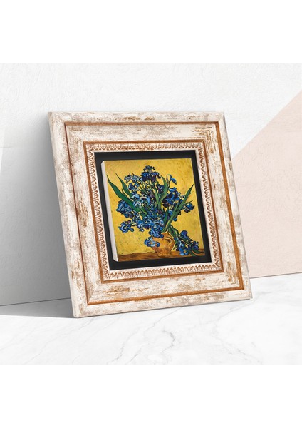 Van Gogh Süsenler Taş Duvar Tablosu Çerçeveli Duvar Dekoru Wall Art T1-287