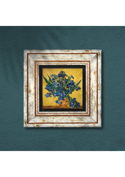 Van Gogh Süsenler Taş Duvar Tablosu Çerçeveli Duvar Dekoru Wall Art T1-287