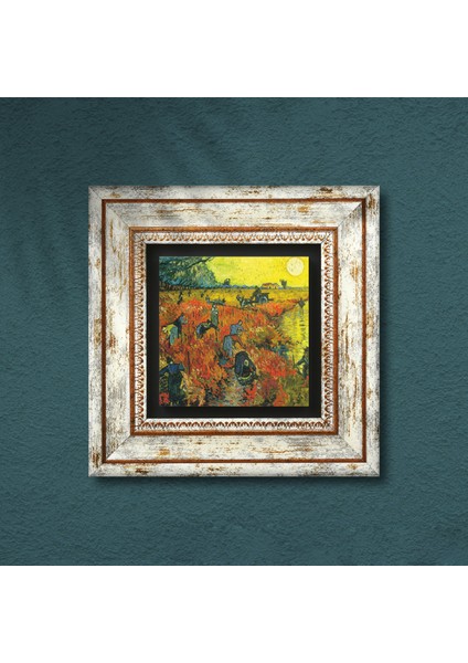Van Gogh Arles'te Kırmızı Bağ Taş Duvar Tablosu Çerçeveli Duvar Dekoru Wall Art T1-288 indirimleri