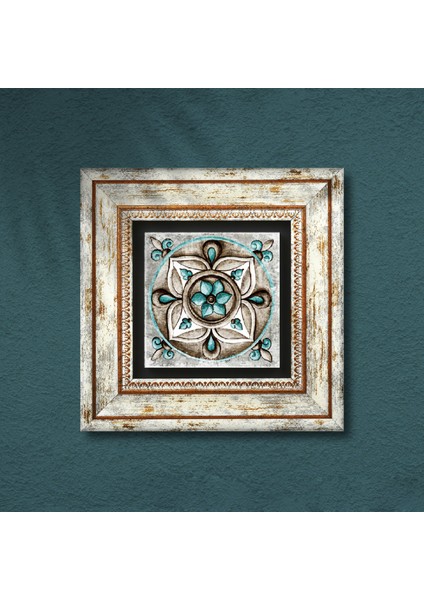 Çini Sanatı Taş Duvar Tablosu Çerçeveli Duvar Dekoru Wall Art T1-29
