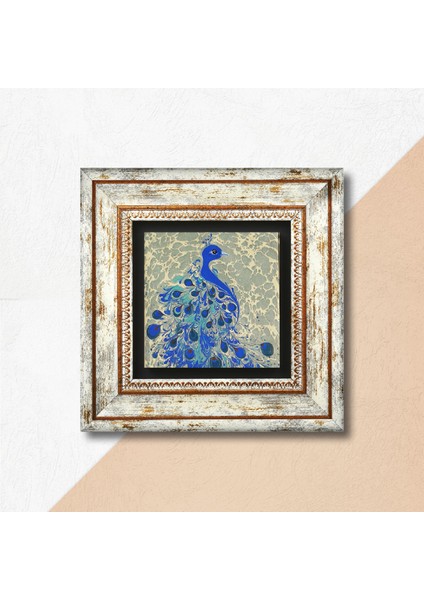 Tavus Kuşu Taş Duvar Tablosu Çerçeveli Duvar Dekoru Wall Art T1-83