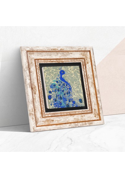 Tavus Kuşu Taş Duvar Tablosu Çerçeveli Duvar Dekoru Wall Art T1-83