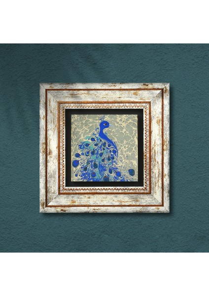 Tavus Kuşu Taş Duvar Tablosu Çerçeveli Duvar Dekoru Wall Art T1-83