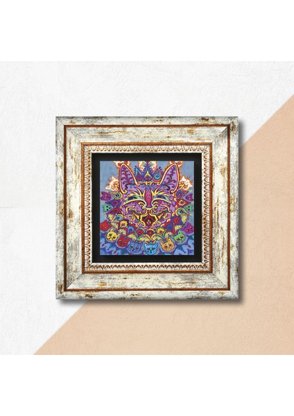 Louis Wain Kediler Taş Duvar Tablosu Çerçeveli Duvar Dekoru Wall Art T1-314