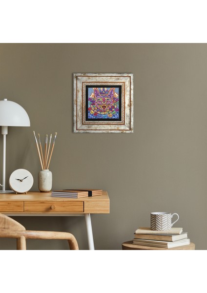 Louis Wain Kediler Taş Duvar Tablosu Çerçeveli Duvar Dekoru Wall Art T1-314