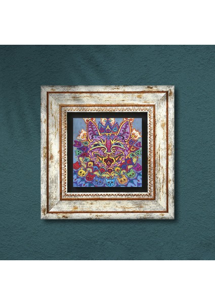 Louis Wain Kediler Taş Duvar Tablosu Çerçeveli Duvar Dekoru Wall Art T1-314