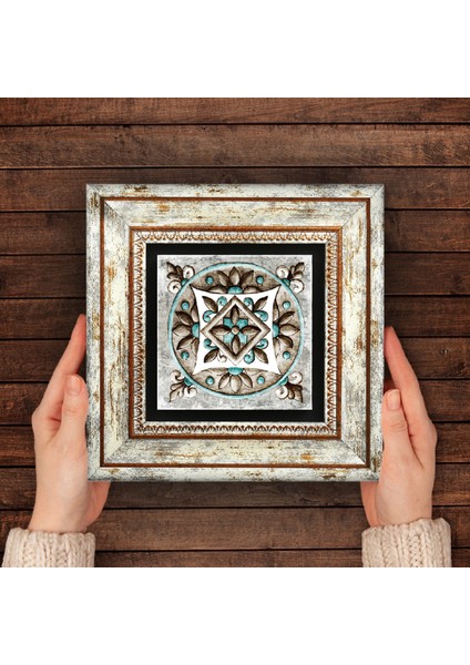 Çini Sanatı Taş Duvar Tablosu Çerçeveli Duvar Dekoru Wall Art T1-32