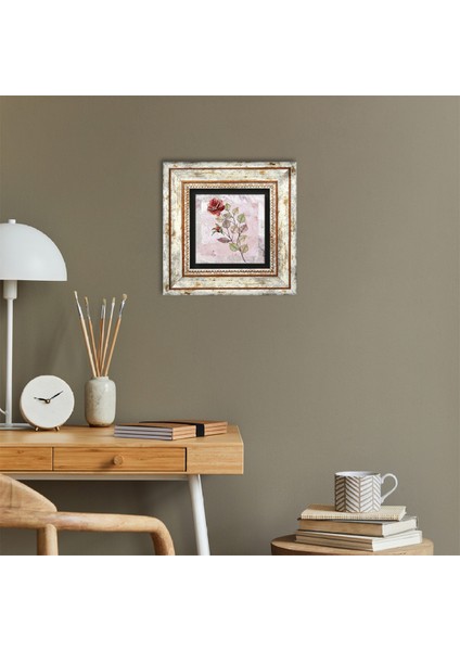 Gül Çiçek Taş Duvar Tablosu Çerçeveli Duvar Dekoru Wall Art T1-334