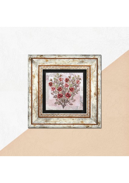 Gül Çiçek Taş Duvar Tablosu Çerçeveli Duvar Dekoru Wall Art T1-336