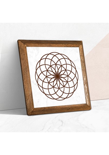 Yaşam Çiçeği Ahşap Çerçeveli Taş Duvar Tablosu – 25x25 cm Dekoratif Modern Sanat – Ev ve Ofis Dekoru |W1-177| fiyatları