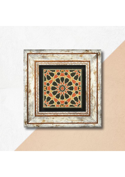 Etnik Desen Taş Duvar Tablosu Çerçeveli Duvar Dekoru Wall Art T1-369