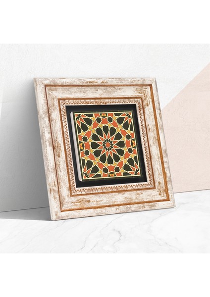 Etnik Desen Taş Duvar Tablosu Çerçeveli Duvar Dekoru Wall Art T1-369