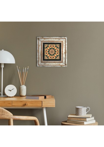 Etnik Desen Taş Duvar Tablosu Çerçeveli Duvar Dekoru Wall Art T1-369