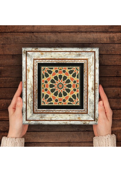 Etnik Desen Taş Duvar Tablosu Çerçeveli Duvar Dekoru Wall Art T1-369