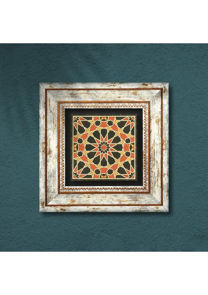 Etnik Desen Taş Duvar Tablosu Çerçeveli Duvar Dekoru Wall Art T1-369