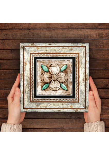 Fas Desenli Vintage Taş Duvar Tablosu Çerçeveli Duvar Dekoru Wall Art T1-37
