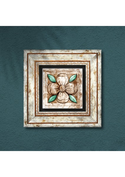 Fas Desenli Vintage Taş Duvar Tablosu Çerçeveli Duvar Dekoru Wall Art T1-37