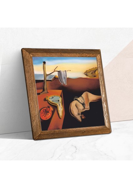 Salvador Dalí Belleğin Azmi Taş Duvar Tablosu Ahşap Çerçeveli Duvar Dekoru Wall Art 25x25cm W1-310