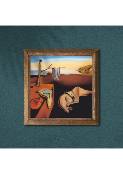 Salvador Dalí Belleğin Azmi Taş Duvar Tablosu Ahşap Çerçeveli Duvar Dekoru Wall Art 25x25cm W1-310