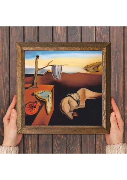 Salvador Dalí Belleğin Azmi Taş Duvar Tablosu Ahşap Çerçeveli Duvar Dekoru Wall Art 25x25cm W1-310