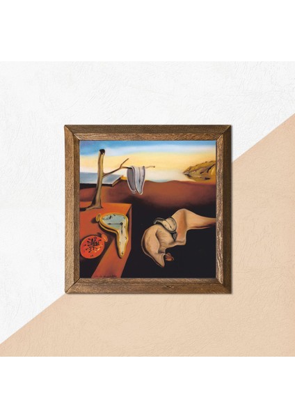 Salvador Dalí Belleğin Azmi Taş Duvar Tablosu Ahşap Çerçeveli Duvar Dekoru Wall Art 25x25cm W1-310