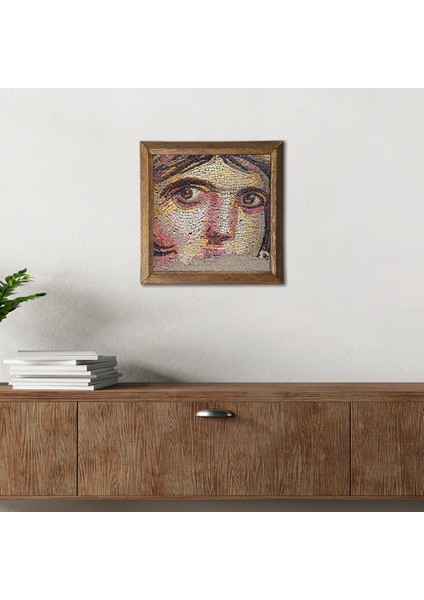 Çingene Kızı Mozaiği Taş Duvar Tablosu Ahşap Çerçeveli Duvar Dekoru Wall Art 25x25cm W1-71