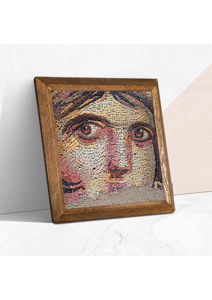 Çingene Kızı Mozaiği Taş Duvar Tablosu Ahşap Çerçeveli Duvar Dekoru Wall Art 25x25cm W1-71