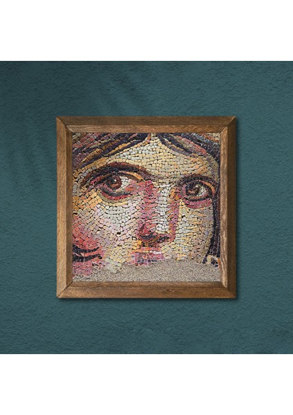 Çingene Kızı Mozaiği Taş Duvar Tablosu Ahşap Çerçeveli Duvar Dekoru Wall Art 25x25cm W1-71