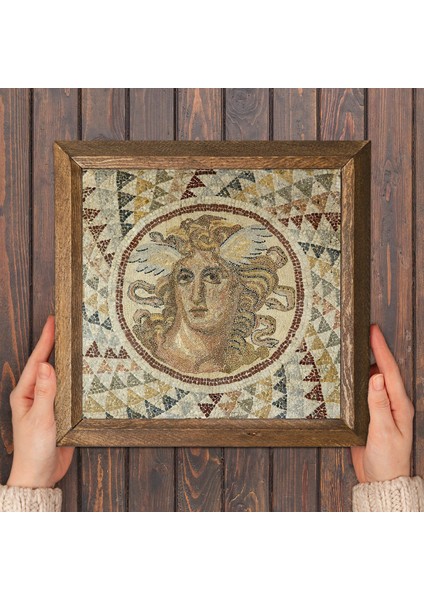Çingene Kızı Mozaiği Taş Duvar Tablosu Ahşap Çerçeveli Duvar Dekoru Wall Art 25x25cm W1-71