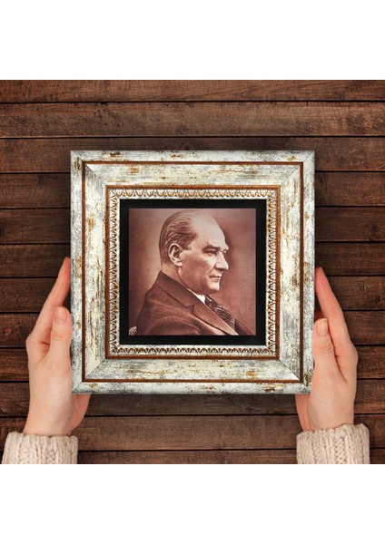Atatürk Taş Duvar Tablosu Çerçeveli Duvar Dekoru Wall Art T1-131