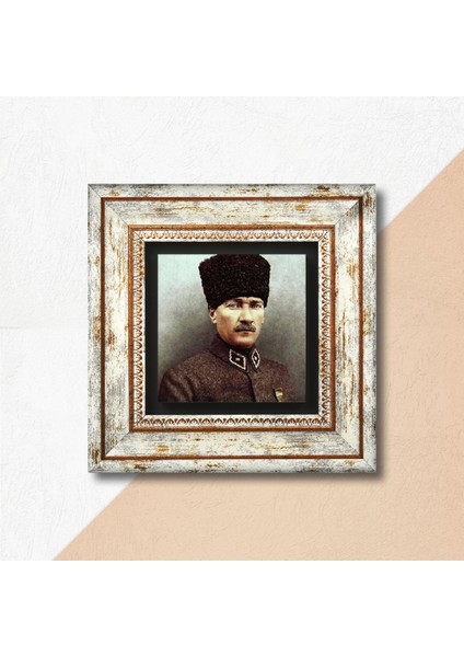 Atatürk Taş Duvar Tablosu Çerçeveli Duvar Dekoru Wall Art T1-132