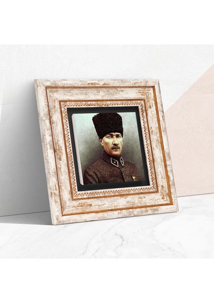 Atatürk Taş Duvar Tablosu Çerçeveli Duvar Dekoru Wall Art T1-132