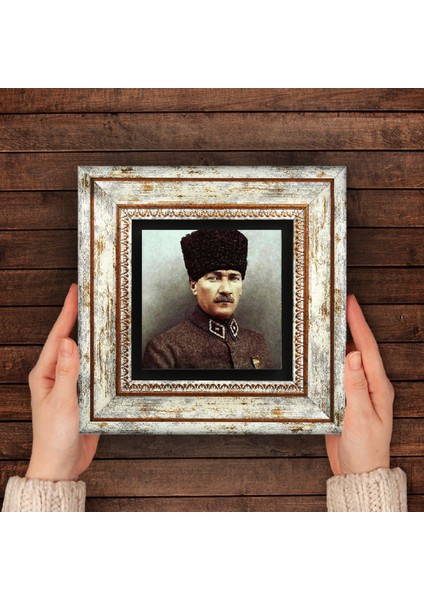Atatürk Taş Duvar Tablosu Çerçeveli Duvar Dekoru Wall Art T1-132