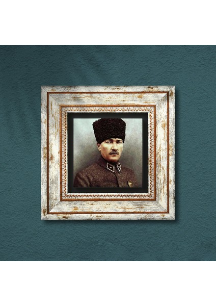 Atatürk Taş Duvar Tablosu Çerçeveli Duvar Dekoru Wall Art T1-132