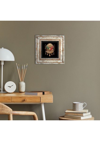 Osmanlı Tuğrası Taş Duvar Tablosu Çerçeveli Duvar Dekoru Wall Art T1-153