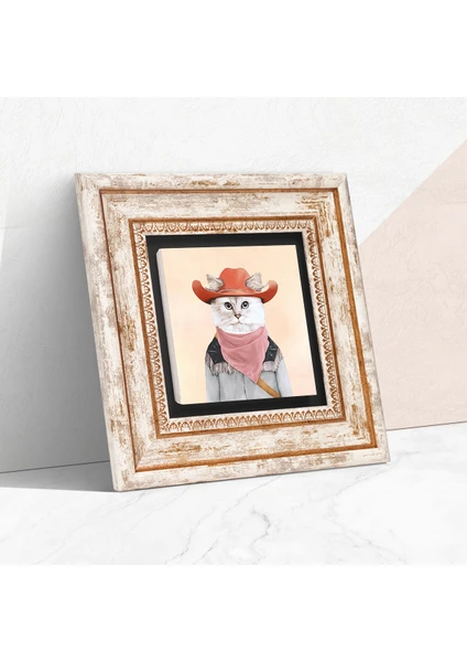 Kedi Taş Duvar Tablosu Çerçeveli Duvar Dekoru Wall Art T1-164