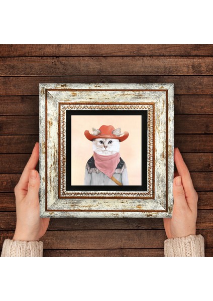 Kedi Taş Duvar Tablosu Çerçeveli Duvar Dekoru Wall Art T1-164